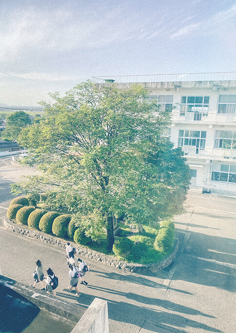 加茂暁星高校の前庭の写真です。